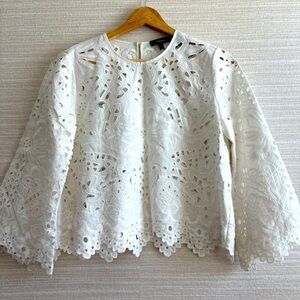 Theory Brizabela Embroidered Eyelet Top Size P